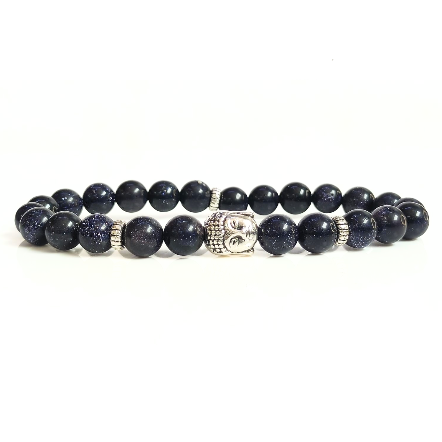 Blue Sandstone With Buddha Head 8MM Bracelet