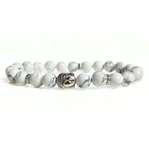 Howlite With Buddha Head 8MM Bracelet