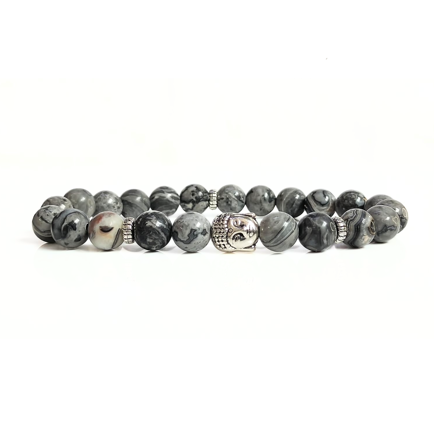 Map Jasper With Buddha Head 8MM Bracelet