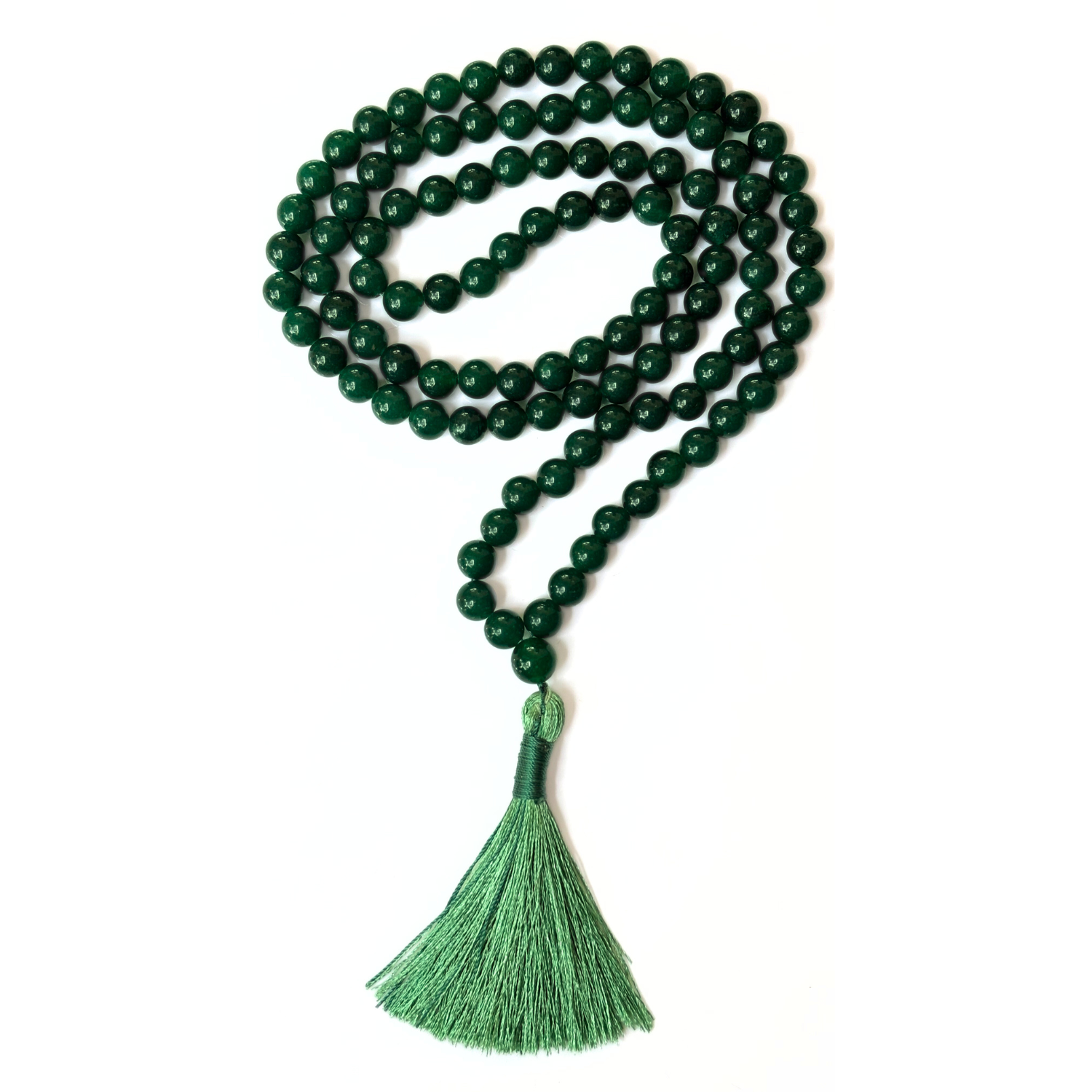 Green Jade 108 Beads Jap Mala for Meditation & Healing